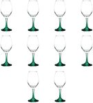 DISCOUNT PROMOS Rioja Wine Glasses with Stem 10 oz. Set of 10, Bulk Pack - Color Bottom, Perfect for Wedding, Party Favors, Birthday, Bridal Shower Gifts - Green