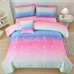 PERFEMET Rainbow Queen Comforter Set with Sheets, 6 Pieces Blue Green Bedding Sets for Girls, Tie Dye Ombre Bed Set for Bedroom Decoration, Lightweight All Season Bed in A Bag