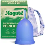 August Period Cup for Women - 36 mL Capacity, 8-12h Protection, Flexible, Soft Silicone Menstrual Cups with Cotton-Sateen Pouch, Reusable and Beginner-Friendly with Easy Step-by-Step Guide