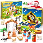 Geebiiny Kids Advent Calendar 2024,Nativity Advent Calendar Scene Set Kids Toys for 3-9 Year Old Boys Girls 3-9 Year Old Girls Kids Gifts Christmas Xmas Gifts for Kids Eve Christmas Decorations