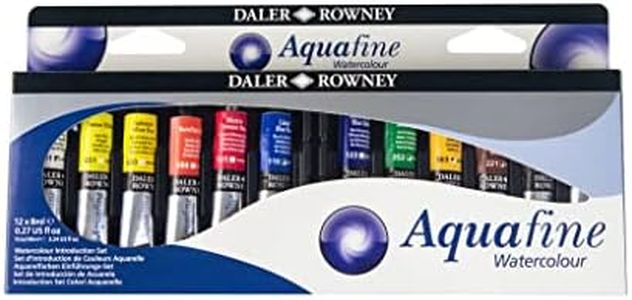 Daler-Rowney Aquafine Watercolour Introductory Paint Set, 12 x 8ml Assorted Colours, Ideal for Beginner Artists & Students