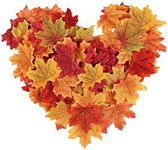 200pcs Maple Leaves Artificial Maple Leaves Autumn Fall Colored Leaves for Art Scrapbooking Wedding Decorations Halloween Party Thanksgiving Day Decor (Multicolor)