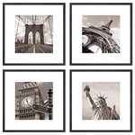 Black Wood Square Picture Photo Frame,Compatible with 30x30cm without mat and 20x20cm with mat images for Wall Mounting In Living Room, Bedroom,Gallery,Set of 4