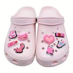 Silly Panda Shoe Charms Special For Girls (No Duplicate) Silicon Sticker For Crocs & Clogs Sandals Add A Touch Of Personality To Your Shoes (Shoes Charms Set-10), Rubber, Pink