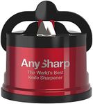 AnySharp Pro Metal World's Best Knife Sharpener with Suction, Metallic Red
