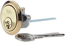 Yale Replacement Rim Cylinder, Polished Brass, 2 Keys, Suitable for 38-57 mm Doors