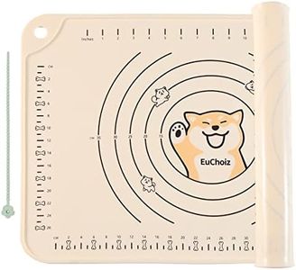 EuChoiz Silicone Pastry Mat 32"*24" Extra Thick Non Stick Baking Mat Food Grade Silicone Dough Rolling Mat with Edge Heightening Large Cartoon Beige