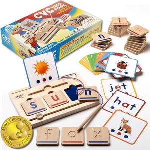 Hulats Wooden CVC Word Builder: Montessori Kindergarten Phonics Game 3-5