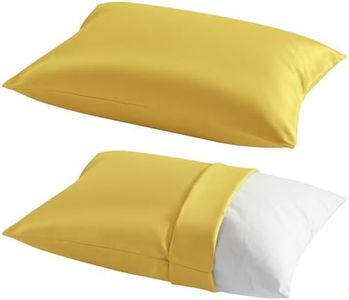 NTBAY 2 Pack Pillows with Egyptian Cotton Pillowcases, Soft Cotton Down Alternative 13x18 Envelope Pillows for Sleeping in Bed - Machine Washable - Breathable Travel Pillow, Yellow