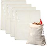 4 Pack Cheesecloth Bags, Reusable Tea Bags Washable Muslin Bags Natural Nut Milk Bag Cheese Cloth for Straining Nut Milk, Fruit Juice, Tea, Coffee, Cold Brew, Home Brewing (30 x 40cm)