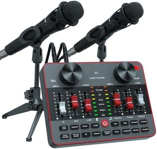 Podcast Equipment Bundle for 2 Mic Tiktok Video Content Creator Kit, Audio Interface DJ Mixer Sound Card/Board Condenser Microphone for Studio Smartphone/PC/Laptop Broadcast Recording/Live Stream