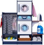 Lil' Jumbl Kids Washer and Dryer Playset, Wooden Children's Pretend Laundry Set, Includes Broom, Dustpan, Iron, Hangers & Basket, Realistic Laundry Room for Kids