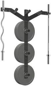 Vlaeng Wall Weight Plate Holder and Barbell Holder, 6 Pegs & 4 Barbell Storage Racks Load Up to 1190 LBS, Wall Mounted Weight Plate Holder, Bumper Plate Storage for Home Gym, Fit 2" Olympic Plates