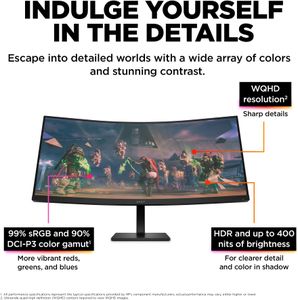 HP OMEN 34c Curved Gaming Monitor – 34'' WQHD, 165Hz, FreeSync, HDMI