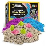 National Geographic 2.7 kg Play Sand Combo Pack - 907 g Each of Blue, Purple and Natural Sand with Castle Moulds - A Sensory Activity