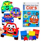 VKPI 4 Pieces EVA Foam Art Crafts Gift Kit, Creative Make Your Own Cars, Cartoon 3D Foam Paper Craft Projects for Kids Ages 4+ Toddler, Preschool Learning Toy for Birthday Party Favor Supplies