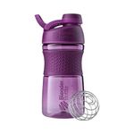 BlenderBottle SportMixer Twist Cap Tritan Grip Shaker Bottle, 20-Ounce, Plum