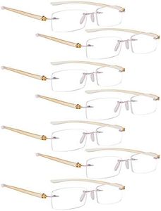 READING GLASSES 7 pack Small Lens Rimless Readers (Yellow Arm, 2.00)