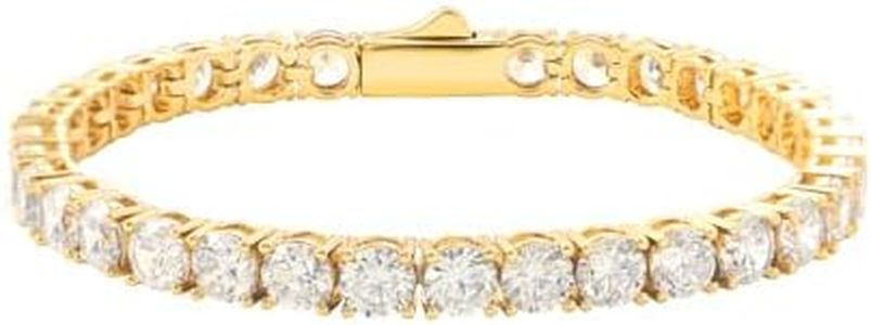 Lulu Mel 18K Gold Plated Tennis Bracelet for Women Men, 3/4/5mm Iced Out 5A Cubic Zirconia Classic Tennis Chain Bracelets 7 Inches 8 Inches, Diamond Tennis Bracelet Lady Fashion Jewelry, 8 Inches,