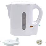 1 Litre 830W Electric Cordless Kitchen White Kettle Caravan Travel Hot Water Jug - Overheat Thermostat EK001 [Energy Class A]