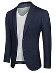 COOFANDY Men Slim Fit Suits Casual Lightweight Blazer Jackets One Button Tuxedos Navy Blue