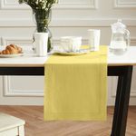 Solino Home Linen Table Runner 90 Inches Long – 100% Pure Linen Summer Yellow Table Runner 14 x 90 Inch – Prewashed Dining Table Runner – Sonoma Hemstitch