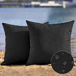 Topfinel Outdoor Anti-Fade Black Pillow Covers for Patio Furniture Decorative Water Resistant Throw Pillows Covers 18 X 18 for Garden, Porch, Set of 2