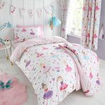 Happy Linen Company Kids Girls Prima Ballerina Ballet Dance Pink Reversible Toddler Cot Bed Bedding Duvet Cover Set