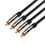 JuicEBitz RCA to RCA Cable 2m, Pro Series 2 RCA Male to Male Audio Cable Phono Leads Double Shielded Braided Speaker Cable Phono To Phono Cable Audio Component Cable for AMP Turntable DAB + More