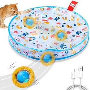 Potaroma Interactive Cat Toys, Fast Rolling Ball in Play Mat, Automatic Motion Activated Moving Ball Hide and Seek Game for Indoor Exercise Kicker, 28 Inch Play Mat