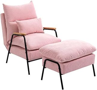 HOMCOM Sillón de Relax con Reposapiés Sillón Reclinable con Respaldo Ajustable Tapizado en Pana Marco de Acero y Cojines para Salón Dormitorio 68x91,5x88 cm Rosa