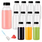 YBCPACK 12 Pack 12oz(350ml) Heat-Resistant Reusable Plastic Juice Bottles With Lids-Plastic Smoothie Bottles-Empty Bulk Beverage Containers with Caps For Juice, Beverage(Dishwasher Safe)