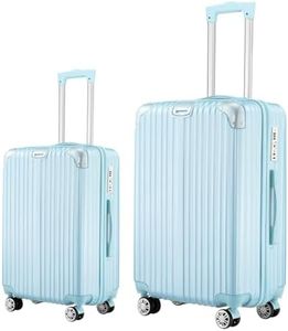 2 Piece Luggage Set Travel Suitcases Carry On Luggage ABS+PC 20/28 inch Lightweight with TSA Lock & 6 Packing Cubes Pale Blue