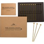 A Bar Above Short Gold Cocktail Picks – Metal Stir Sticks for Shrimp Cocktail, Bloody Mary, Drink Garnish & More – Stainless-Steel Toothpicks for Appetizers – Perfect Bar Accessories (12 pcs)