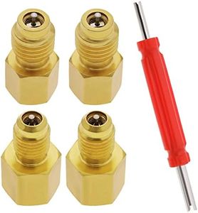 eMagTech 4PCS 1/4'' SAE to 1/2'' AC-ME Adapter R134A Refrigerant Conversion Adapter Brass Vacuum Pump Connector with Valve Core Remover R12 R22 to R134A Adapter