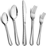 20-Piece Silverware Set, E-far Stainless Steel Modern Flatware Cutlery Set Service for 4, Tableware Includes Dinner Forks/Knives/Spoons, Mirror Polished, Dishwasher Safe