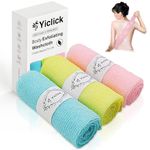 Yiclick Exfoliating Washcloth Towel, Exfoliating Body Scrubber, Back Scrubber Washer for Shower Bath, African Net Sponge Loofah Body Scrub Exfoliator, Exfoliating Cloth Brush Gloves (Blue+Yellow+Pink)