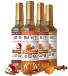 Matteo's Barista Style Sugar Free Coffee Syrup - 4 Flavor Harvest Variety Pack, No Calorie, Keto Friendly Coffee Syrups & Flavors, Delicious Flavor Coffee Syrup, Syrups For Coffee Drinks at Home & Work 25.4oz