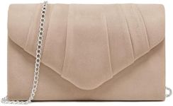 Dasein Women's Evening Bag Pleated Envelope Clutch Handbag Wedding Party Bridal Purse (1-Velvet Nude)