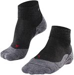 FALKE Women's TK5 Wander Short Hiking Socks, Merino Wool, Quarter Length, Light Padding, Max Comfort, Athletic Sock, Grey (Asphalt Melange 3180), 6.5-7.5, 1 Pair