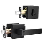 Probrico Entry Door Locks with Deadbolt Heavy Duty Black Door Handles with Double Cylinder Deadbolt Keyed Alike Black Door Handles with Lock and Same Key