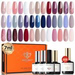 Modelones Gel Nail Polish Kit 20 Colors Nude Gel Polish Set White Glitter Pink Navy Blue Chameleon with Glitter Glossy&Matte Top Base Coat, Nails Art Starter Manicure Home DIY Gifts