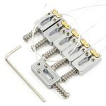 Domofa Piezo Bridge Pickup Upgraded Version Guitar Tremolo Bridge Saddles with Piezo Pickup 10.5mm String Spacing for Strat or Tele Electric Guitar Chrome