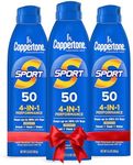 Coppertone SPORT Continuous Sunscreen Spray Broad Spectrum SPF 50 Multipack (5.5 Ounce Bottle, Pack of 3) (Packaging May Vary)