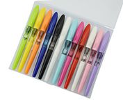 12 PCS Jinhao Mako Disposible Fountain Pen Extra Fine Nib Diversity Color Shark Pen Case Set with Refillable Converters