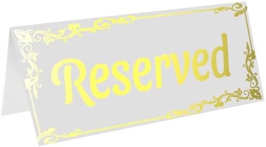 20 Pack Gold Reserved Table Signs for Wedding Party Restaurant-Double Sided Gold Reserved Signs for Tables Chairs