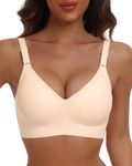 HORISUN Wireless Push Up Full Coverage Bra for Women Seamless Bras with Soft Support Regular and Plus Size (Nude,2XL)