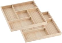 Wooden Candy Platters - Set of 2, 10"x10" Bamboo Square Serving Trays for Parties, Events, and Home Decor - 5 Compartment Candy and Snack Organizer (2 Pack)