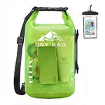 HEETA Waterproof Dry Bag for Women Men, Roll Top Lightweight Dry Storage Bag Backpack with Phone Case for Travel, Swimming, Boating, Kayaking, Camping and Beach, Transparent Lemon Green, 10L