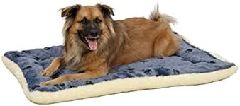 MidWest Homes for Pets Reversible Paw Print Pet Bed in Blue / White, Dog Bed Measures 35L x 21.5W x 3.5H for Intermediate Size Dogs, Machine Wash